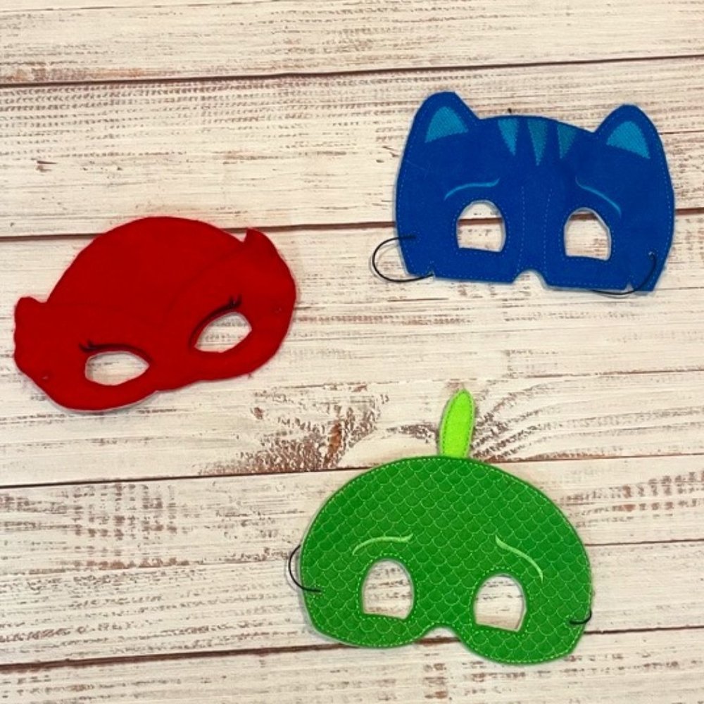 Kids PJ Mask Catboy, Owlette & Gekko Handmade Play Face Masks